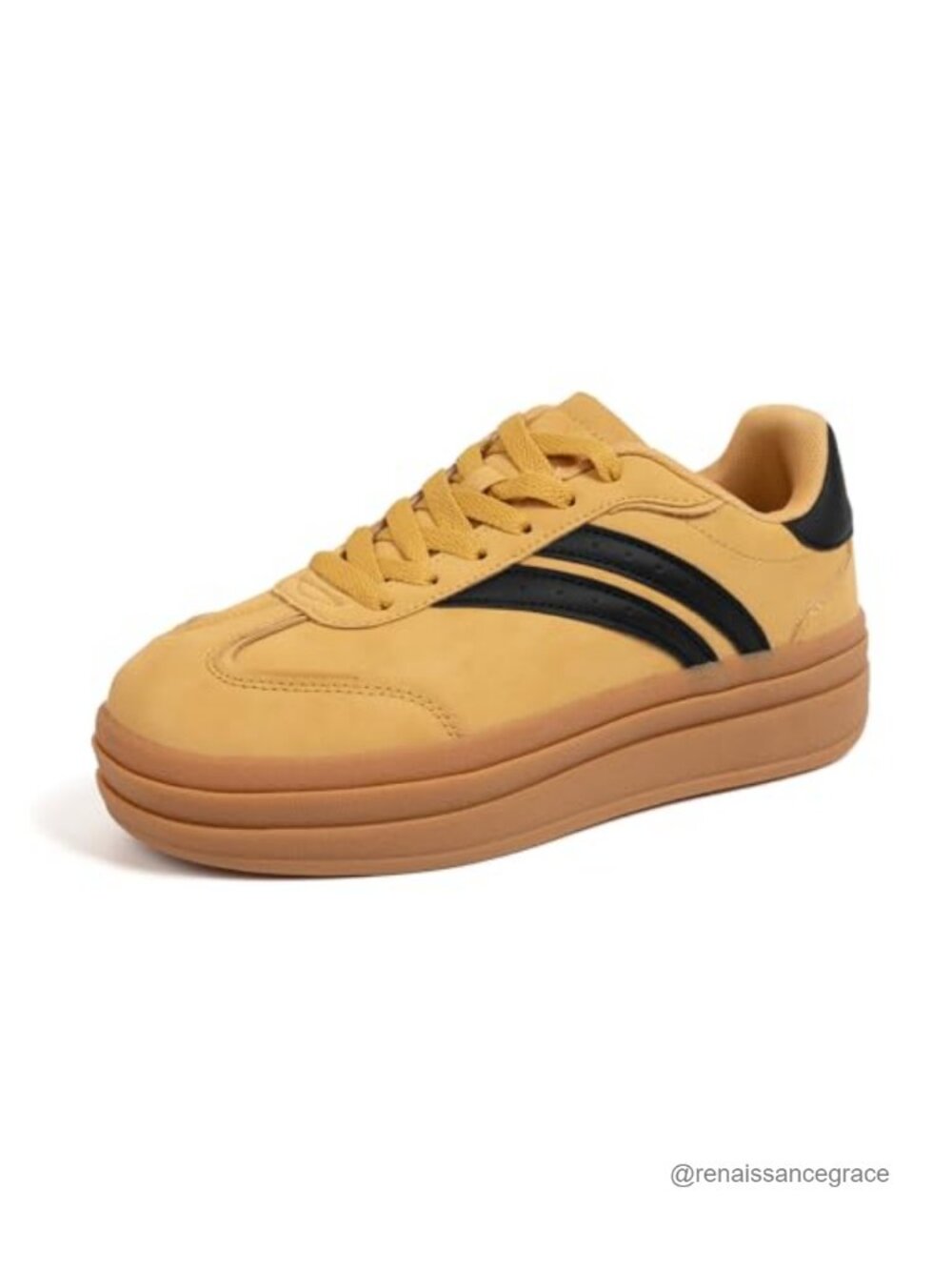 Chunky Platform Sneakers for Women, Low Top Lace Up Walking Shoes, Cushioned
